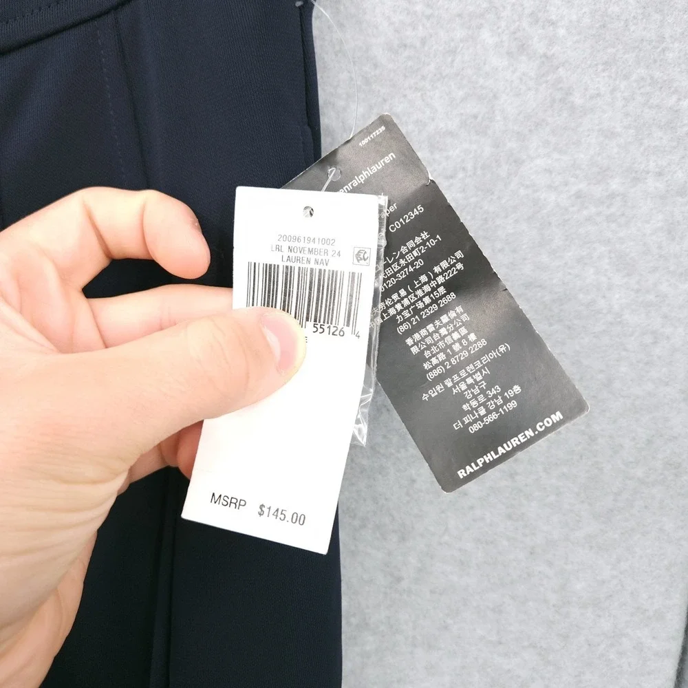 Ralph Lauren Stretch Jersey Wide Leg Navy Button Dress Pants Womens Size 6 NWT - Picture 3 of 11